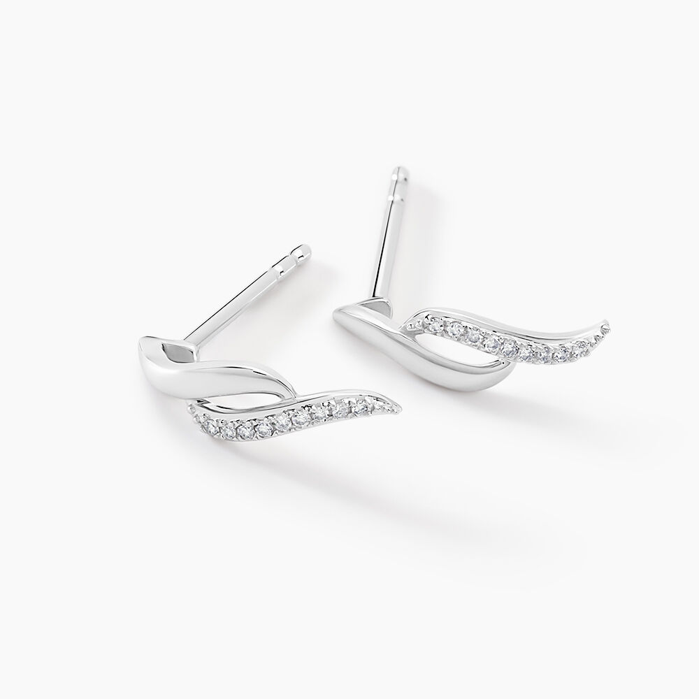Boucles D'oreilles Puces Callum Or Blanc Diamant - Puces Femme | Marc Orian