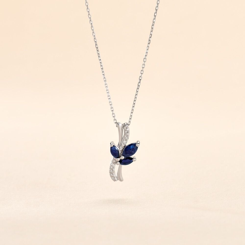 Collier Angie Or Blanc Saphir Diamant - Colliers avec pierres Femme | Marc Orian