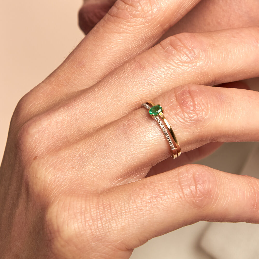 Bague Emeald Is The New Black Or Jaune Emeraude Diamant - Bagues vintage Femme | Marc Orian