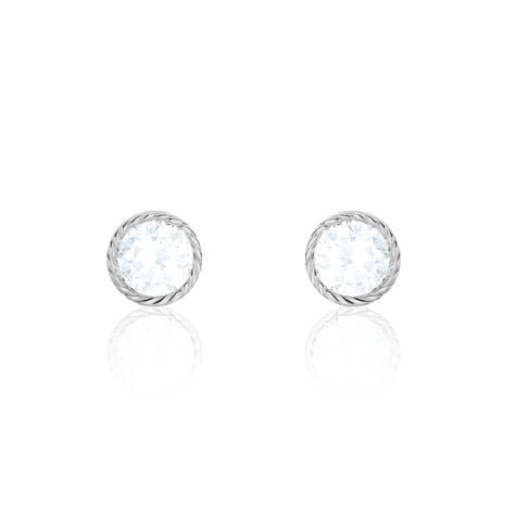 Boucles D'oreilles Puces Anaissa Argent Blanc Oxyde De Zirconium - Puces Femme | Marc Orian
