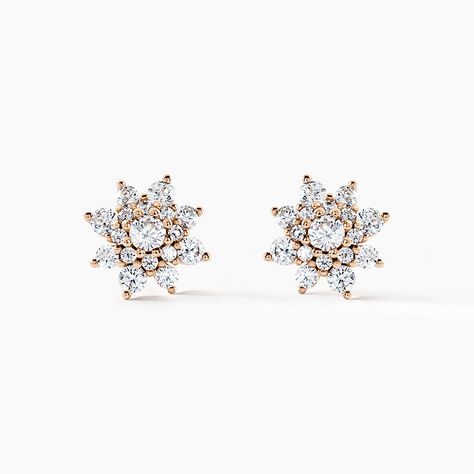 Boucles D'oreilles Puces Lorraine Argent Rose Oxyde De Zirconium - Puces Femme | Marc Orian
