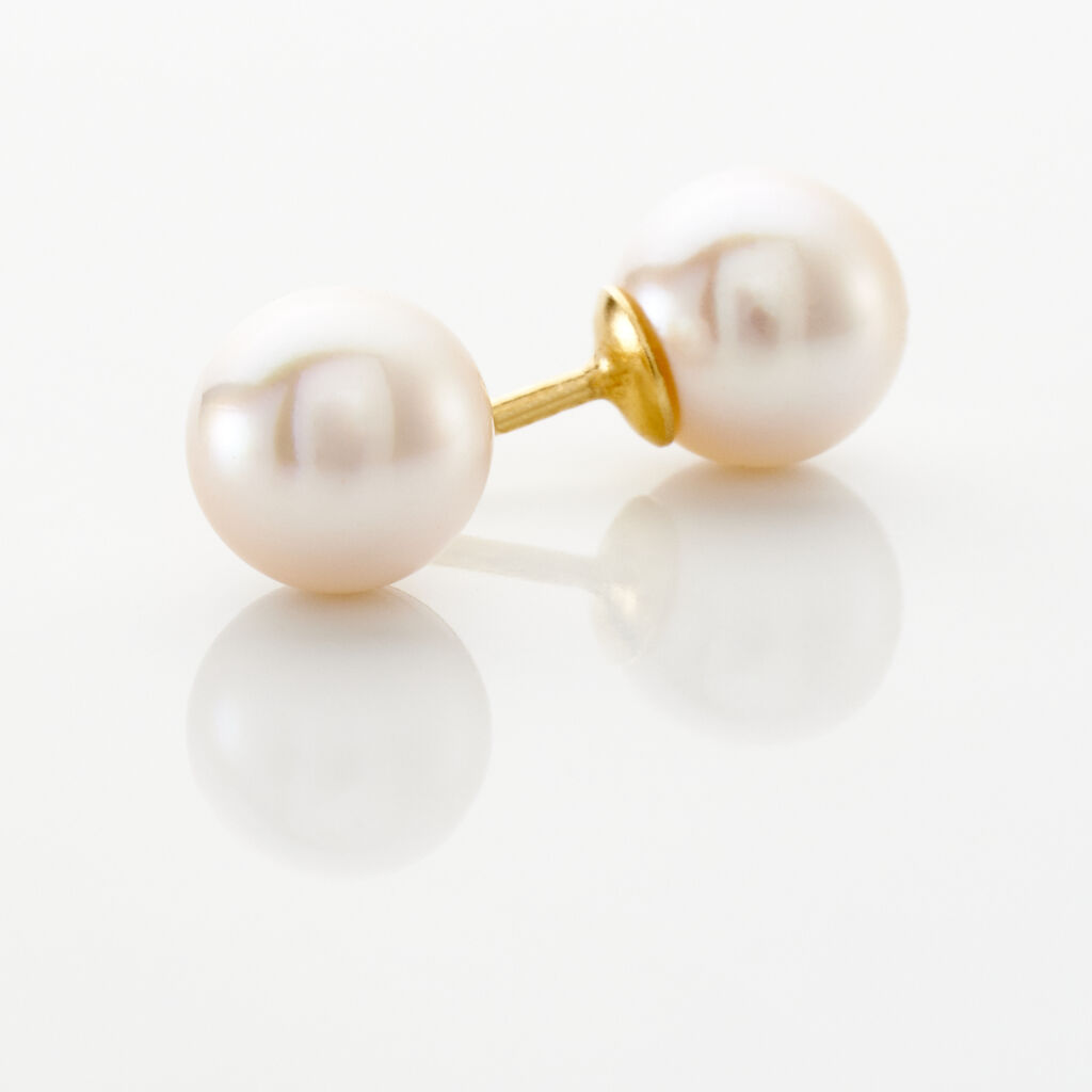 Boucles D'oreilles Puces Akoya Or Jaune Perle De Culture D'akoya - Clous d'oreilles Femme | Marc Orian