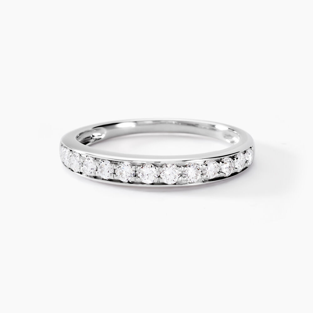 Alliance Rhea Ld Platine Blanc Diamant Synthétique - Alliances avec pierres Femme | Marc Orian