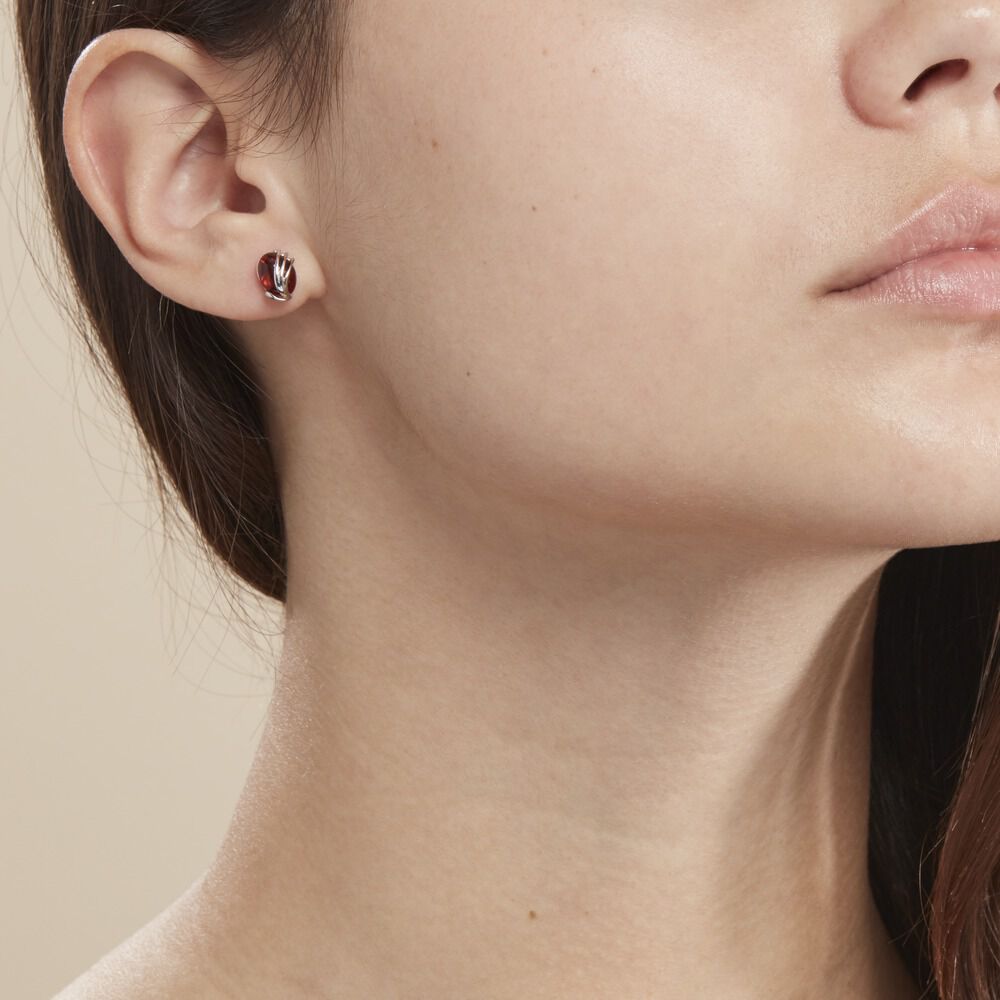 Boucles D'oreilles Argent Blanc Aleina Ambres - Puces Femme | Marc Orian