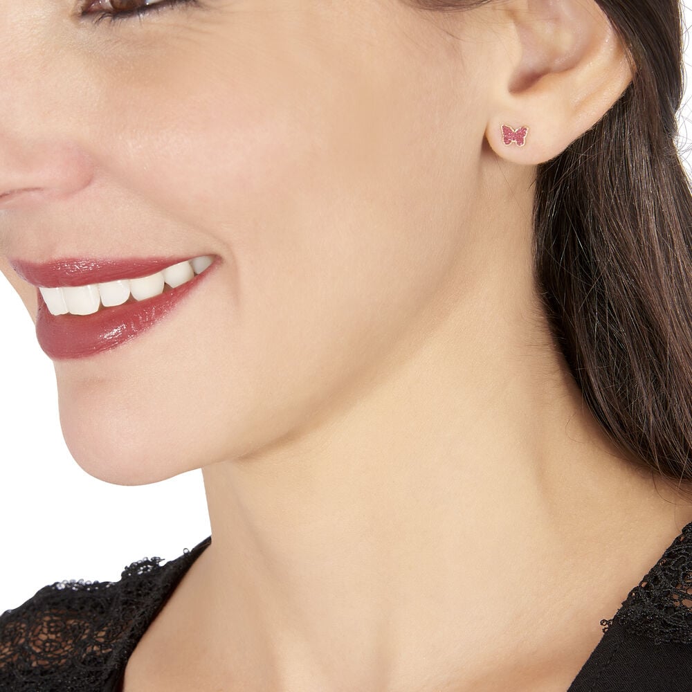 Boucles D'oreilles Puces Solena Papillon Or Jaune - Puces Enfant | Marc Orian