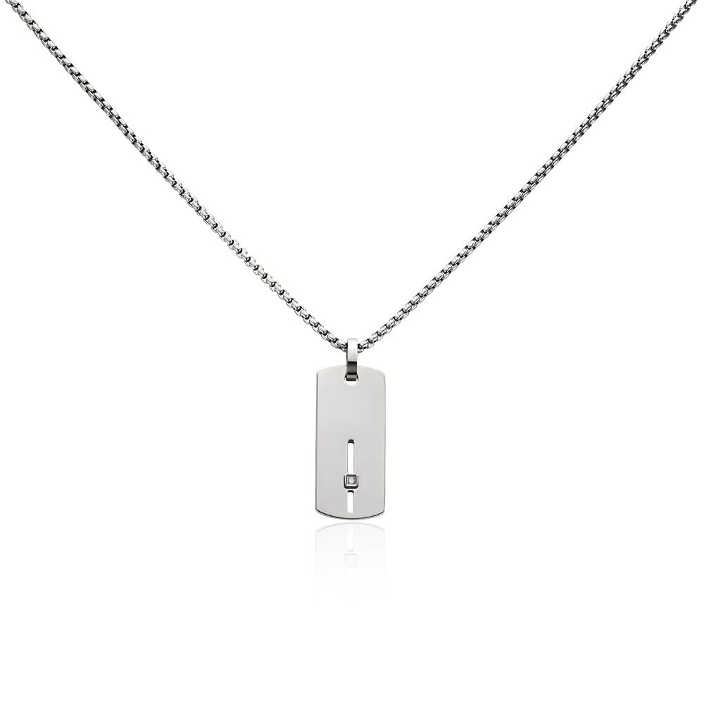 Collier Iefan Acier Blanc Oxyde De Zirconium - Colliers avec pierres Homme | Marc Orian