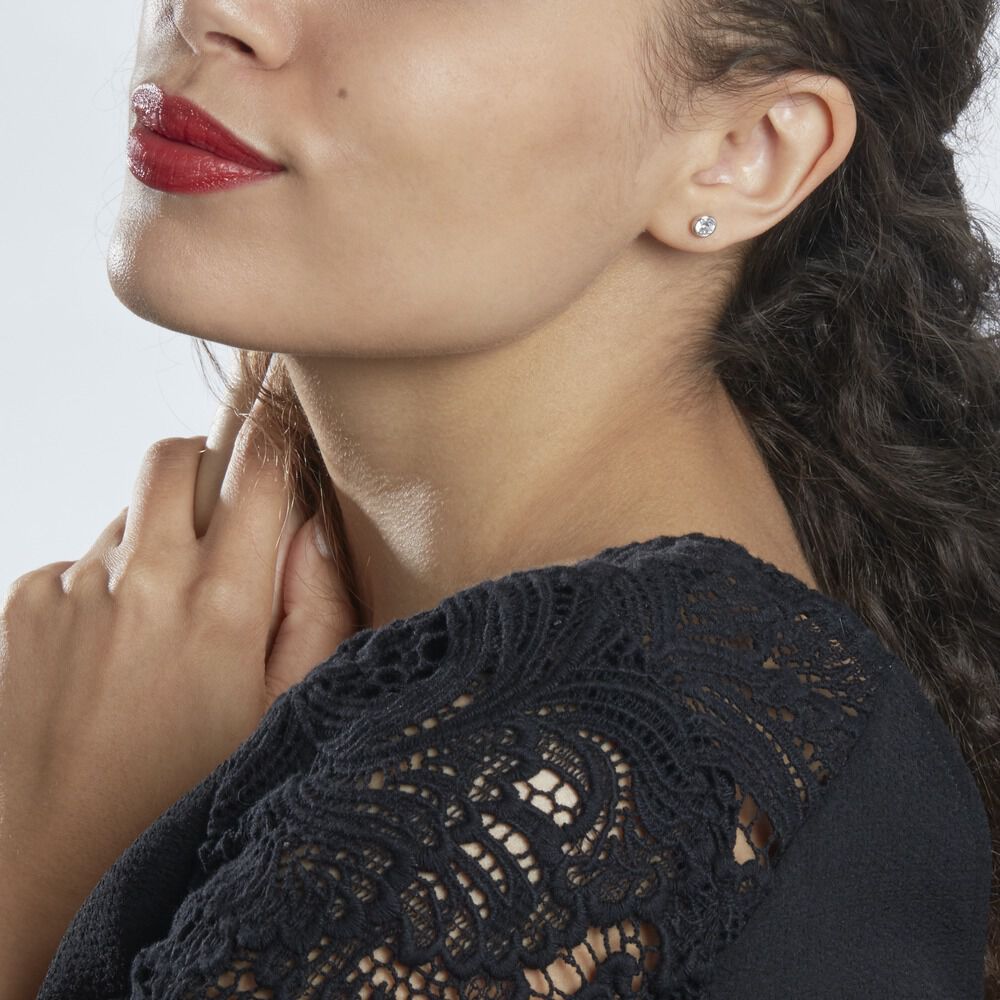 Boucles D'oreilles Pendantes Abha Argent Blanc Oxyde De Zirconium - Puces Femme | Marc Orian