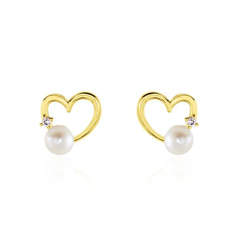 Boucles D'oreilles Puces Or Jaune Fergus Perle De Culture Oxyde - Puces Femme | Marc Orian
