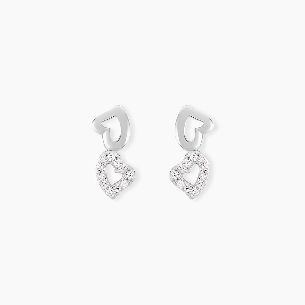 Boucles D'oreilles Puces Nonna Argent Blanc Oxyde De Zirconium - Puces Femme | Marc Orian