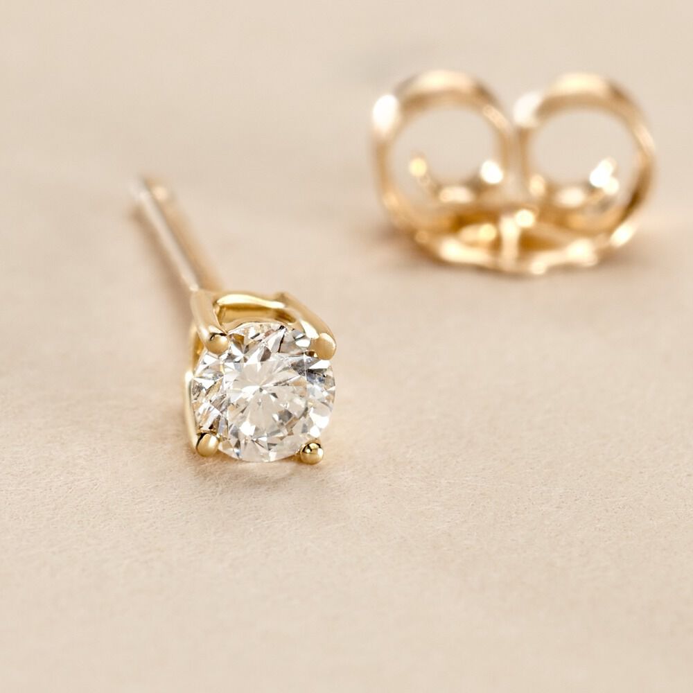 Boucle D'oreille Puce Unitaire Victoria Or Jaune Diamant - Puces Famille | Marc Orian