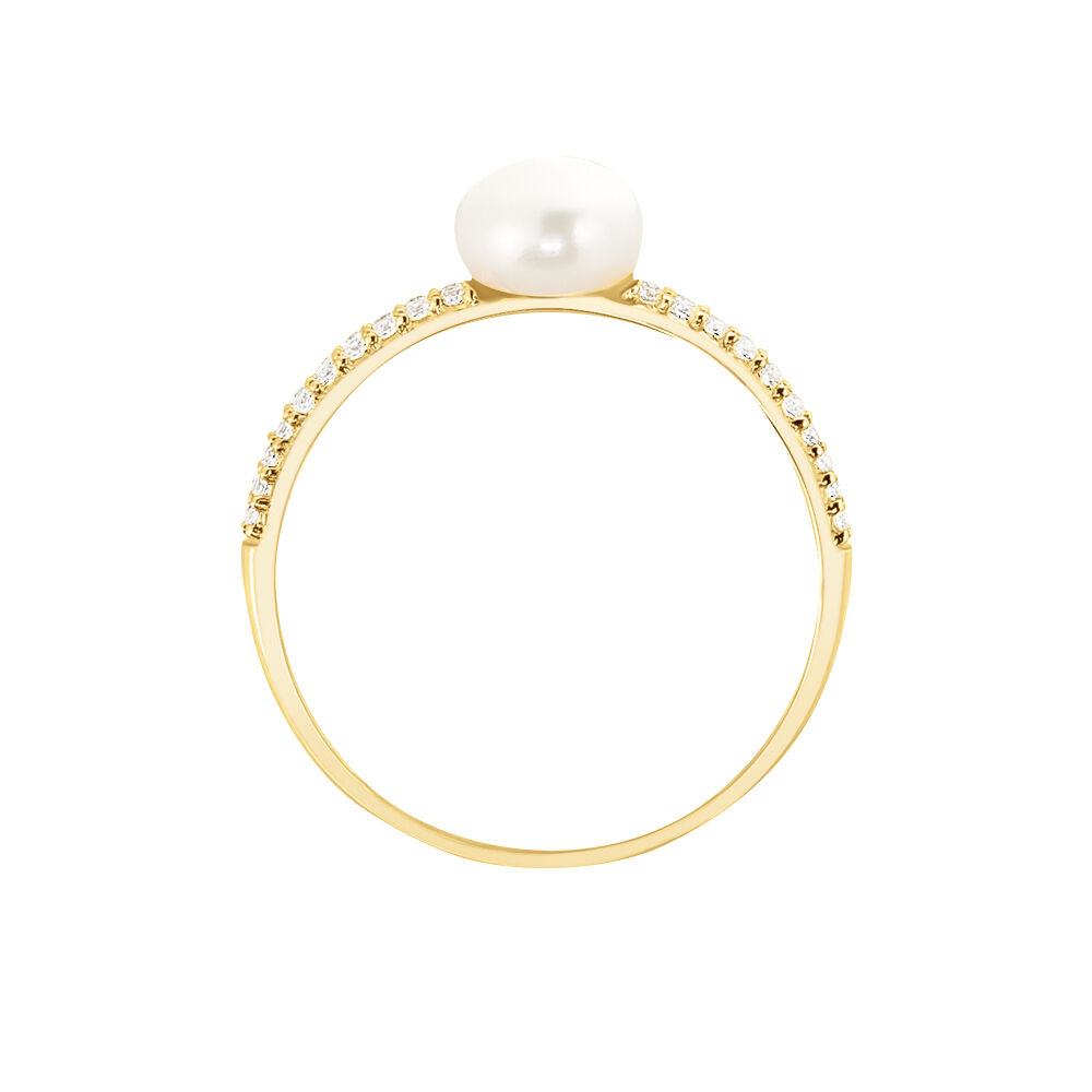 Bague Maria-francoise Or Jaune Perle De Culture Et Oxyde De Zirconium - Bagues de promesse Femme | Marc Orian
