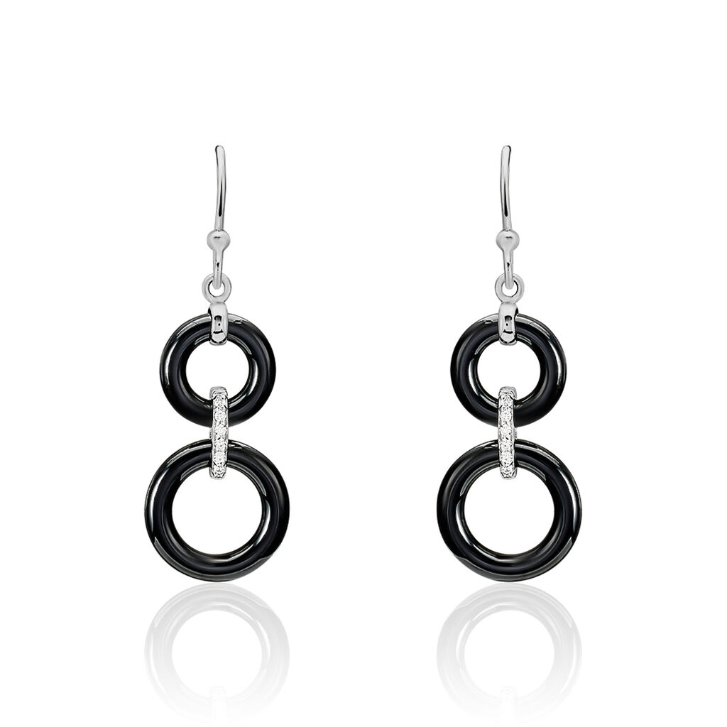Boucles D'oreilles Pendantes Narcissa Argent Blanc Céramique Et Oxyde - Pendantes Femme | Marc Orian