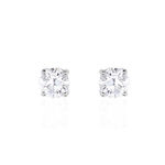 Boucles D'oreilles Puces 4 Griffes Or Blanc Diamant Synthetique - Puces Femme | Marc Orian
