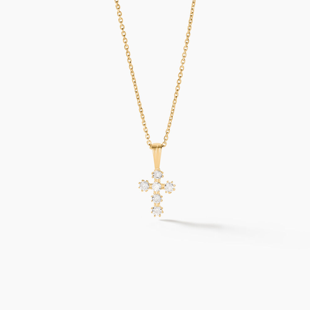 Pendentif Canice Croix Or Jaune Oxyde De Zirconium - Pendentifs Famille | Marc Orian