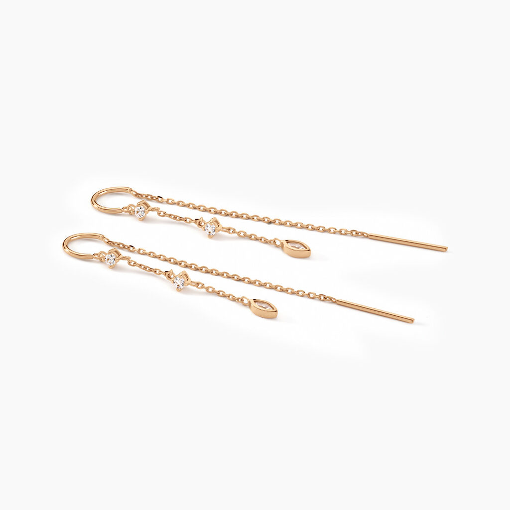 Boucles D'oreilles Pendantes Akonia Plaqu&eacute; Or Jaune Oxyde De Zirconium - Pendantes Femme | Marc Orian
