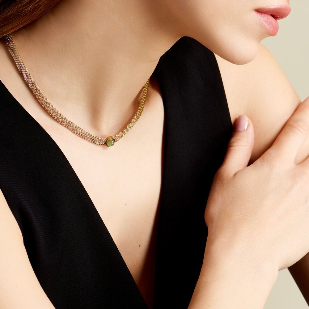 Collier Veria Acier Jaune Aventurine - Colliers avec pierres Femme | Marc Orian