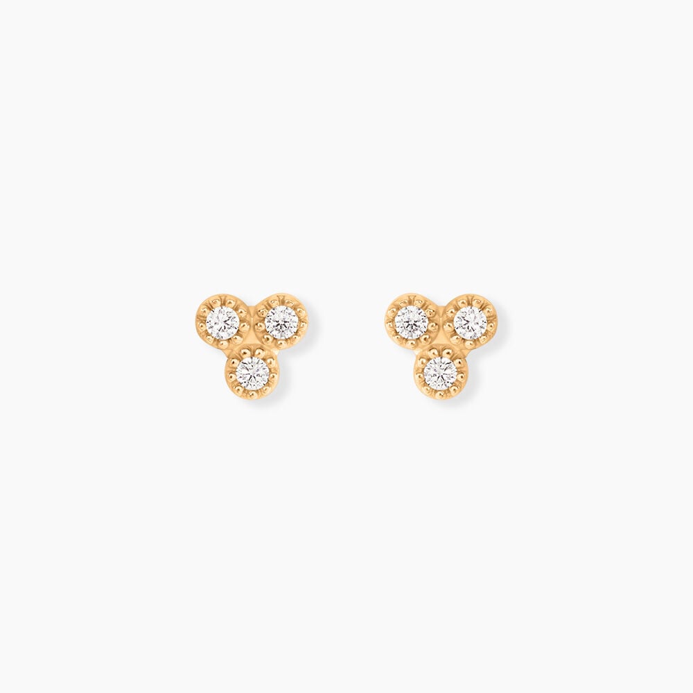 Boucles D'Oreilles Puces La&iuml;la Plaqu&eacute; Or Jaune Oxyde De Zirconium - Puces Femme | Marc Orian