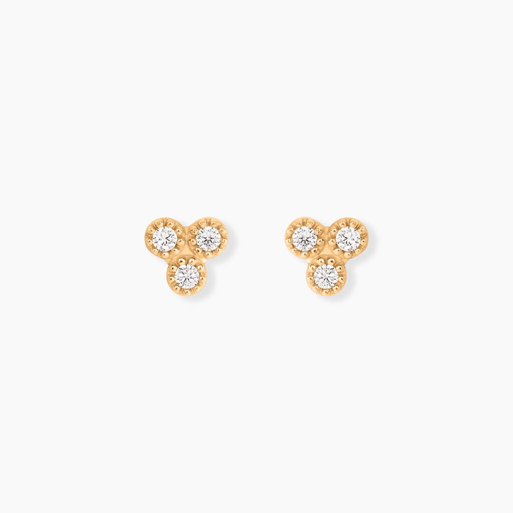 Boucles D'Oreilles Puces La&iuml;la Plaqu&eacute; Or Jaune Oxyde De Zirconium - Puces Femme | Marc Orian