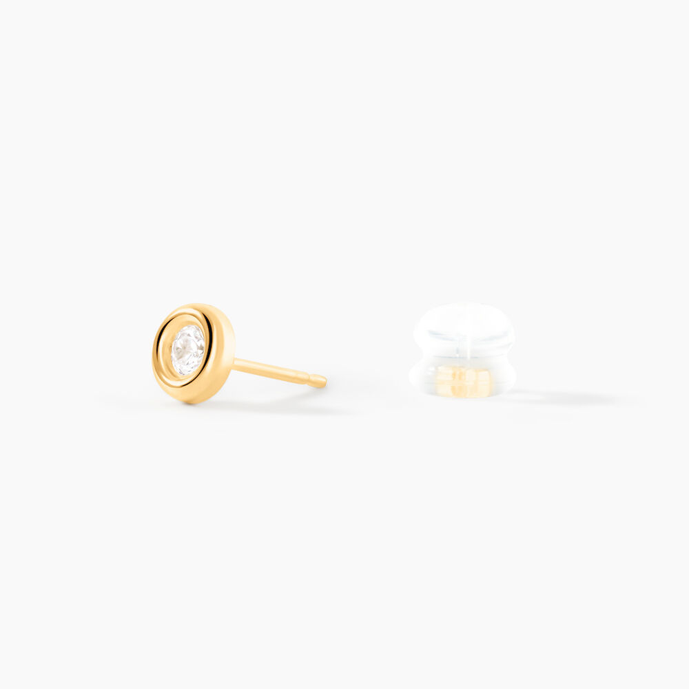 Boucles D'oreilles Puces Eden Serti Pneu Or Jaune Oxyde De Zirconium - Puces Femme | Marc Orian
