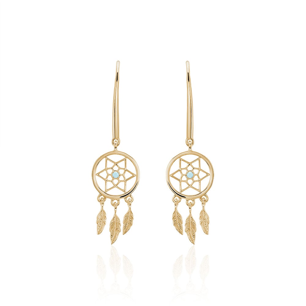 Boucles D'oreilles Pendantes Attrape Reves Plaque Or Pierre - Pendantes Femme | Marc Orian