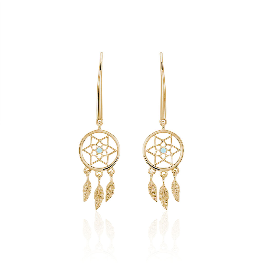 Boucles D'oreilles Pendantes Attrape Reves Plaque Or Pierre - Pendantes Femme | Marc Orian