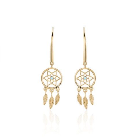 Boucles D'oreilles Pendantes Attrape Reves Plaque Or Pierre - Pendantes Femme | Marc Orian