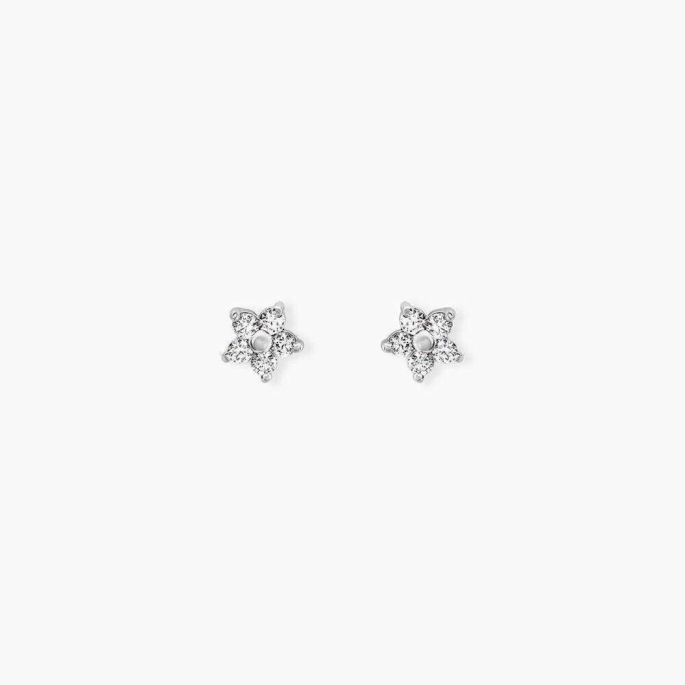 Boucles D'oreilles Puces Meriame Argent Blanc Oxyde De Zirconium - Puces Femme | Marc Orian