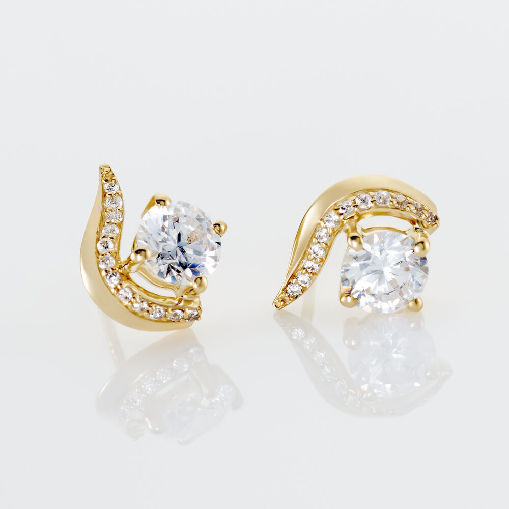 Boucles D'oreilles Puces Sevde Or Jaune Oxyde De Zirconium - Puces Femme | Marc Orian