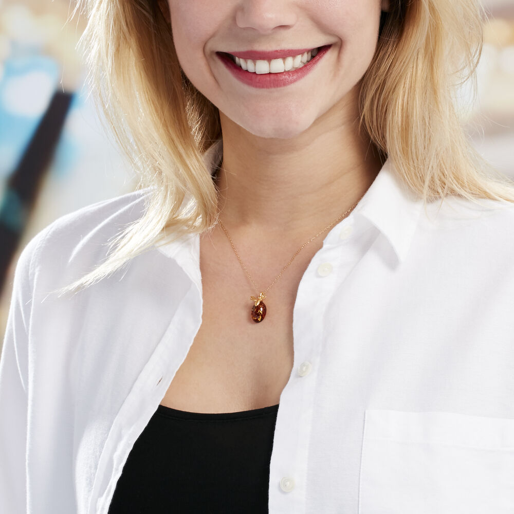 Collier Argent Doré Lyla Ambre - Colliers avec pierres Femme | Marc Orian