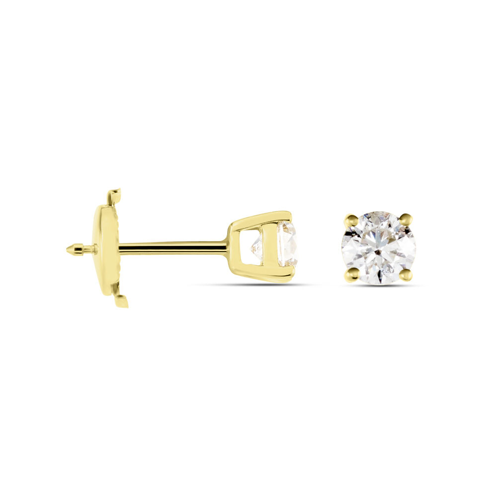 Boucles D'oreilles Puces Victoria Or Jaune Diamant - Puces Famille | Marc Orian