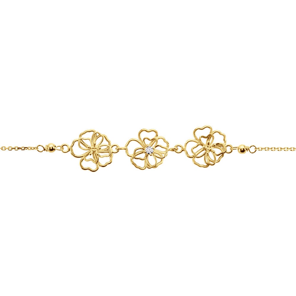 Bracelet Floraison Dorée Or Jaune Oxyde De Zirconium - Bracelets chaînes Femme | Marc Orian