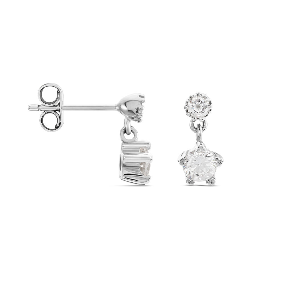 Boucles D'oreilles Puces Tibby Argent Blanc Oxyde De Zirconium - Puces Femme | Marc Orian