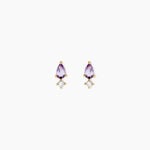 Boucles D'Oreilles Puces Jock Argent Dor&eacute; A L'Or 750/1000 Am&eacute;thyste Oxyde De Zirconium - Puces Femme | Marc Orian