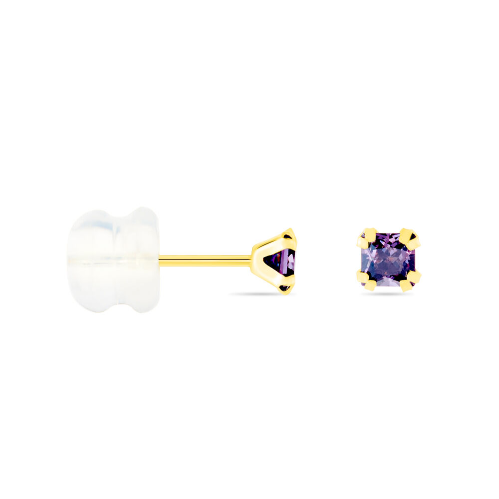 Boucles D'oreilles Puces Doreen Carre Or Jaune Oxyde De Zirconium - Puces Femme | Marc Orian