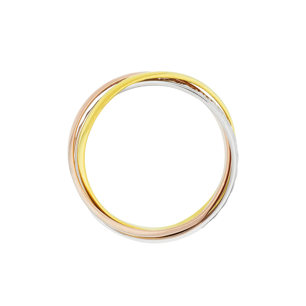 Alliance Entrelacee Diamantee Demi Jonc Classique Or Tricolore - Alliances duo Unisex | Marc Orian