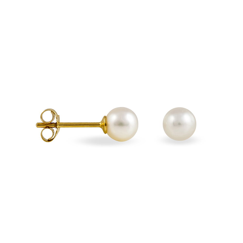 Boucles D'oreilles Puces Suki Rondes Nacres Or Jaune Perle De Culture - Puces Femme | Marc Orian