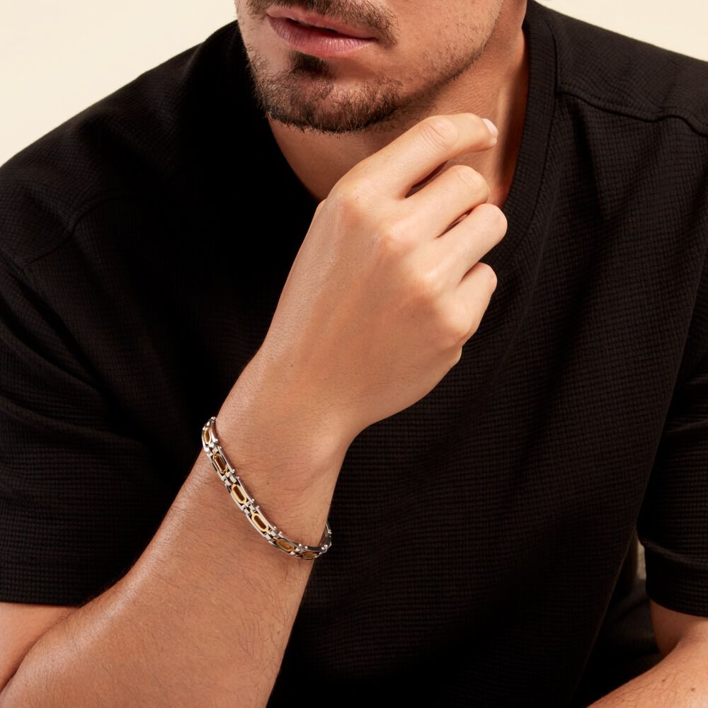 Bracelet Jourdan Wild Acier Blanc Et Jaune - Bracelets Homme | Marc Orian