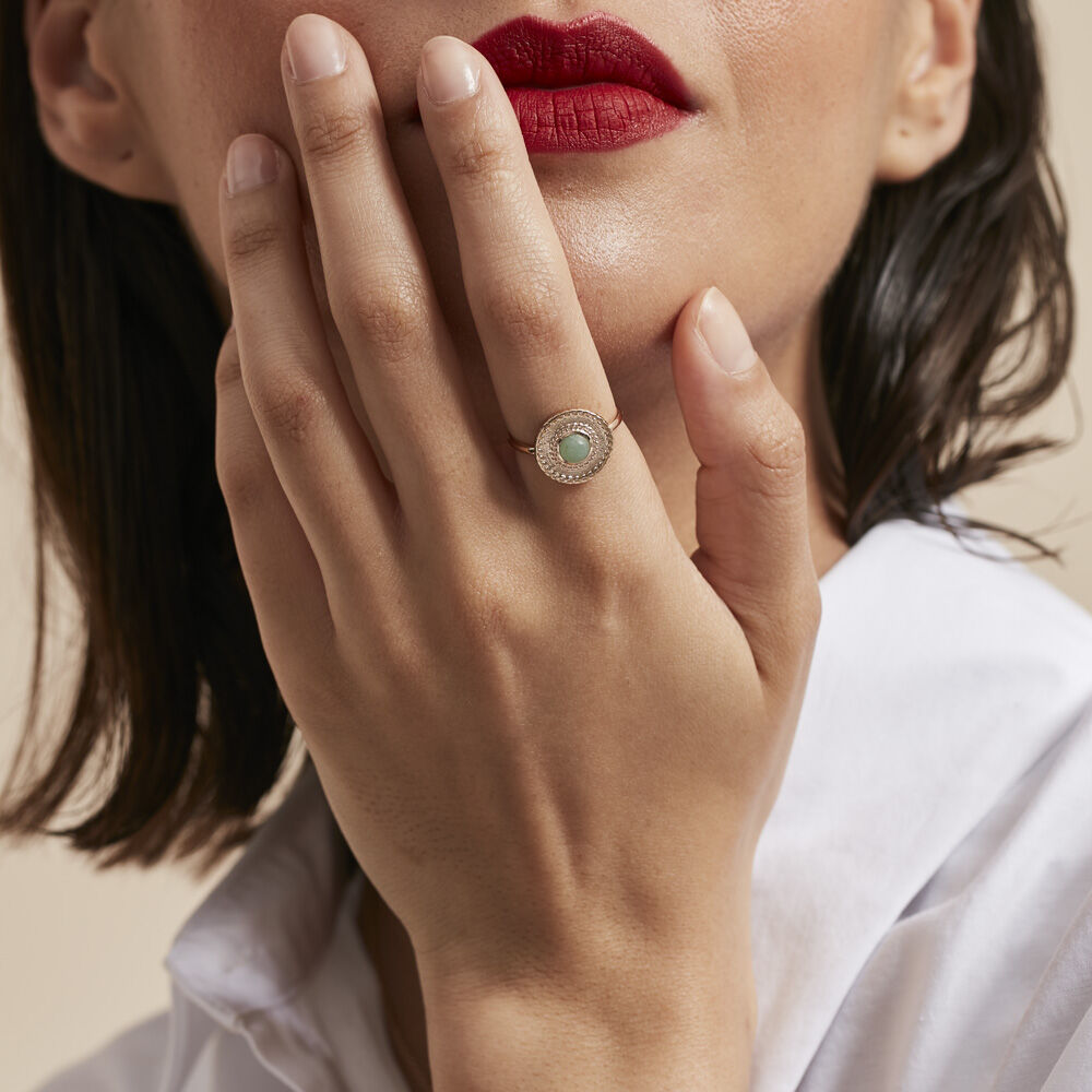 Bague Plaqué Or Jaune Marcia Aventurine - Bagues de promesse Femme | Marc Orian