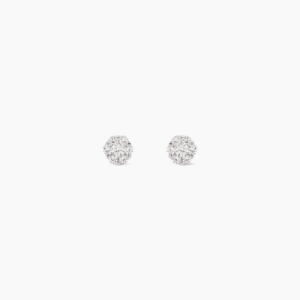 Boucles D'oreilles Puces Eleanor Fleur Or Blanc Oxyde De Zirconium - Puces Femme | Marc Orian