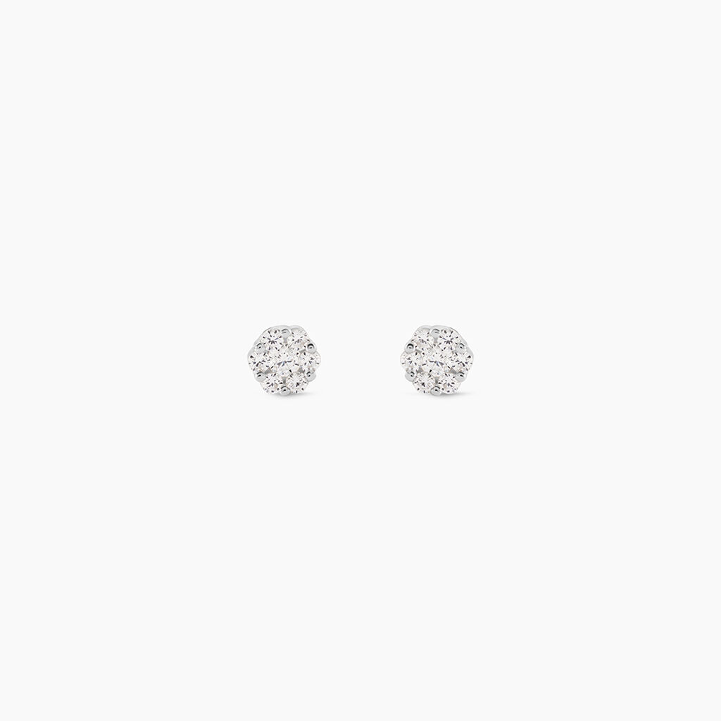 Boucles D'oreilles Puces Eleanor Fleur Or Blanc Oxyde De Zirconium - Puces Femme | Marc Orian