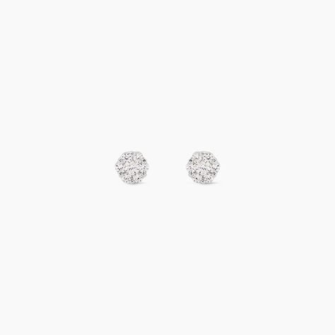 Boucles D'oreilles Puces Eleanor Fleur Or Blanc Oxyde De Zirconium - Puces Femme | Marc Orian