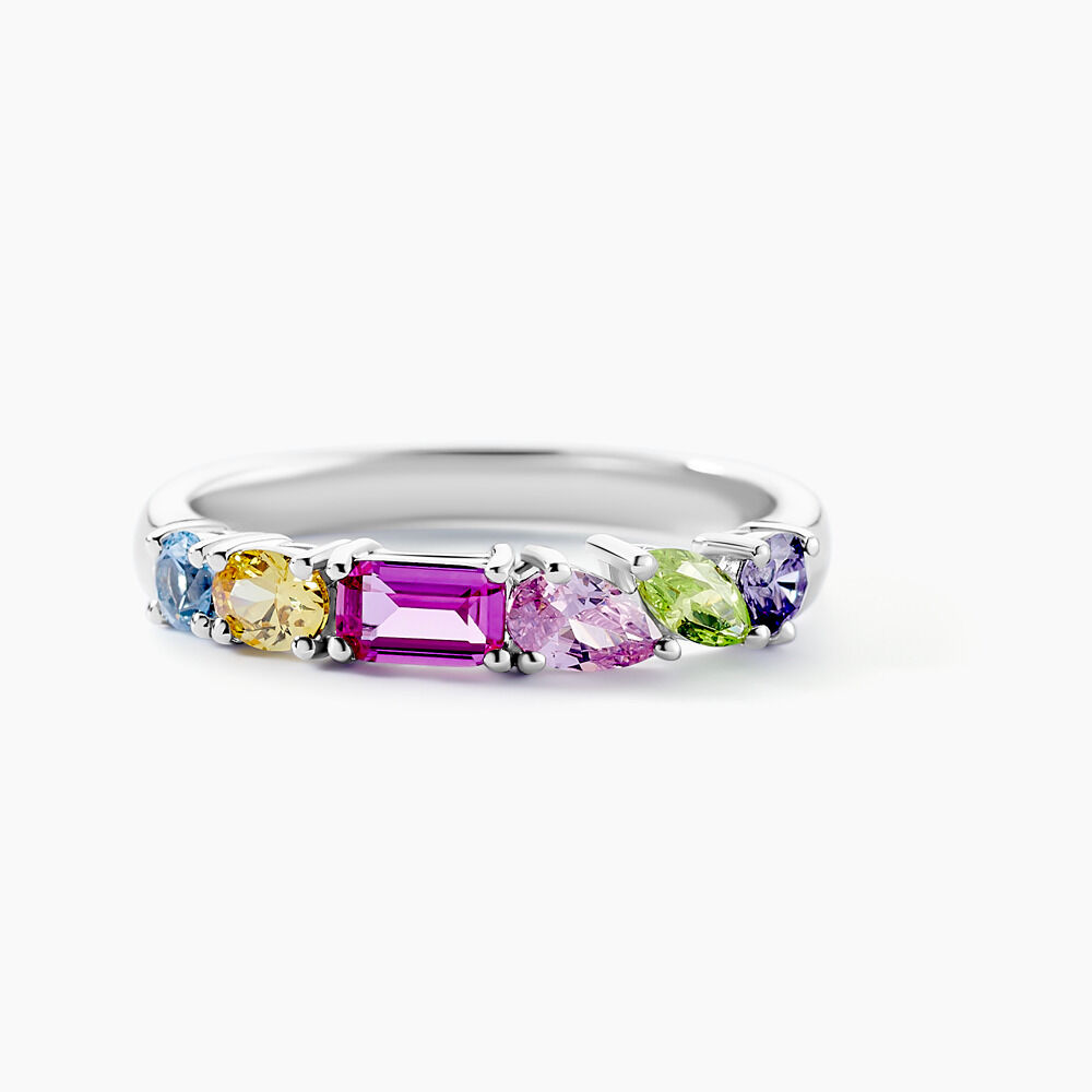 Bague Evasion Argent Blanc Oxyde De Zirconium Pierre De Synthese - Bagues avec pierre Femme | Marc Orian