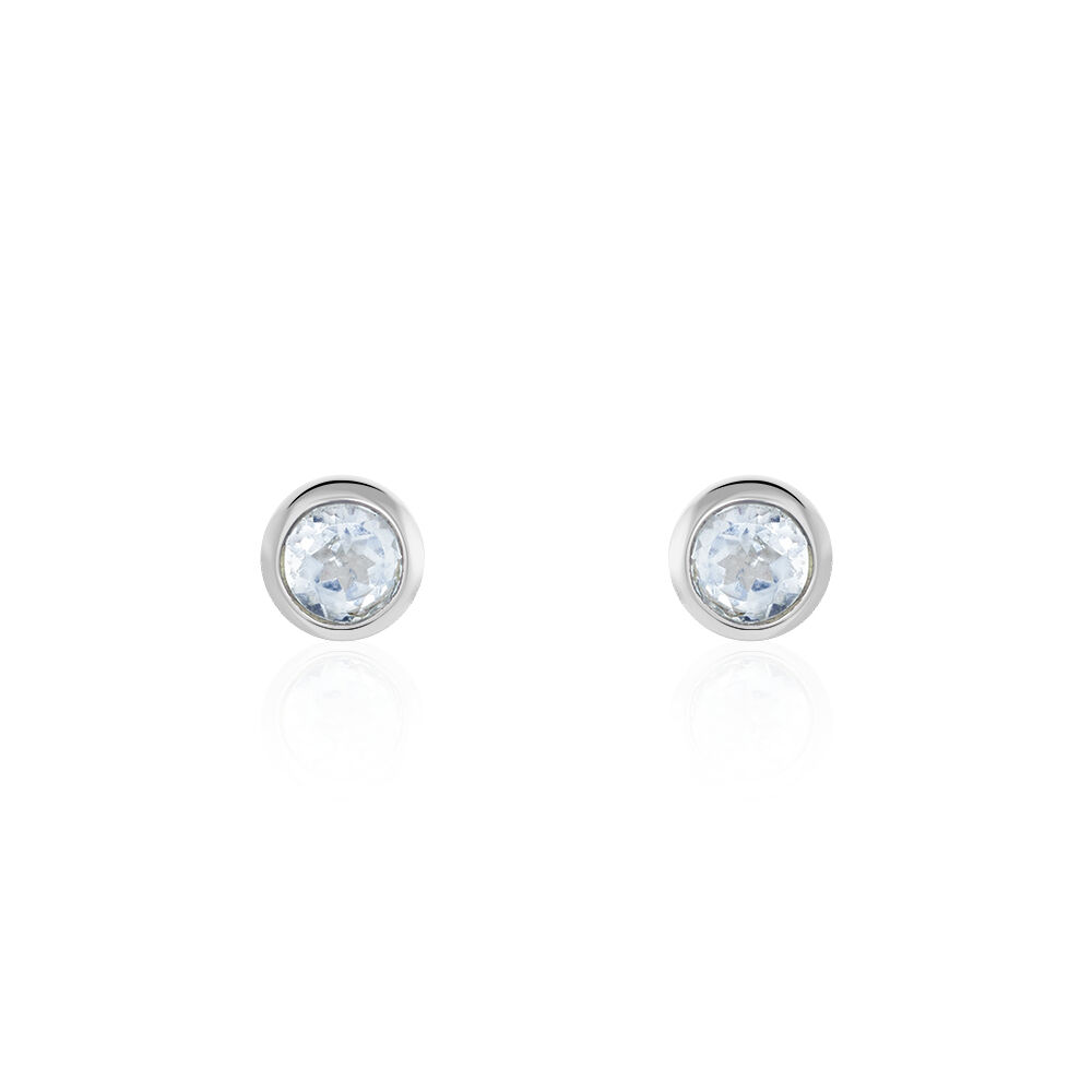 Boucles D'oreilles Puces Edy Serti Clos Or Blanc Topaze - Puces Femme | Marc Orian