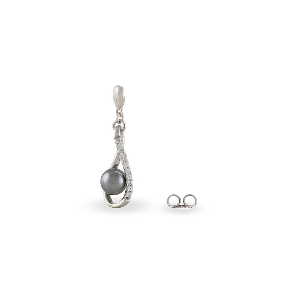 Boucles D'oreilles Pendantes Alexya Argent Perle D'imitation Et Oxyde - Pendantes Femme | Marc Orian