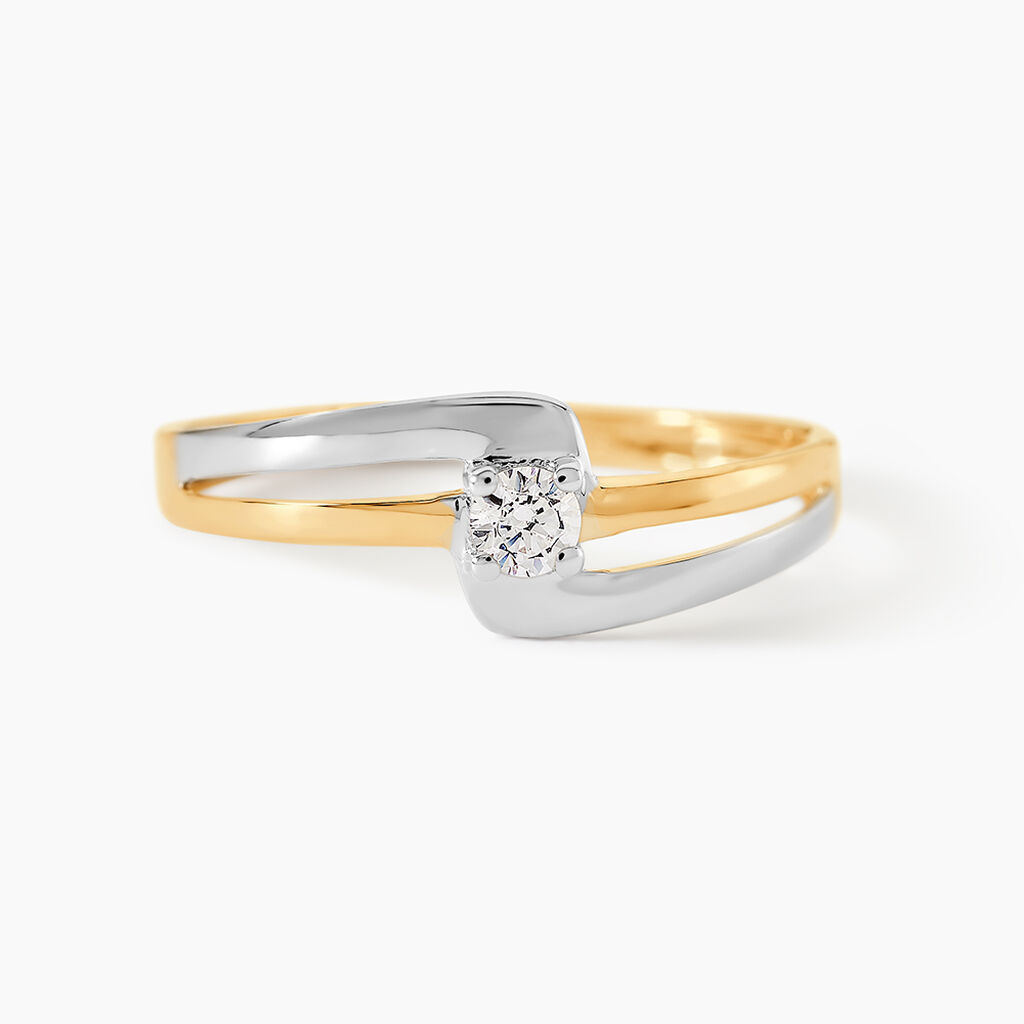 Bague Nesryne Or Bicolore Oxyde De Zirconium - Solitaires Femme | Marc Orian