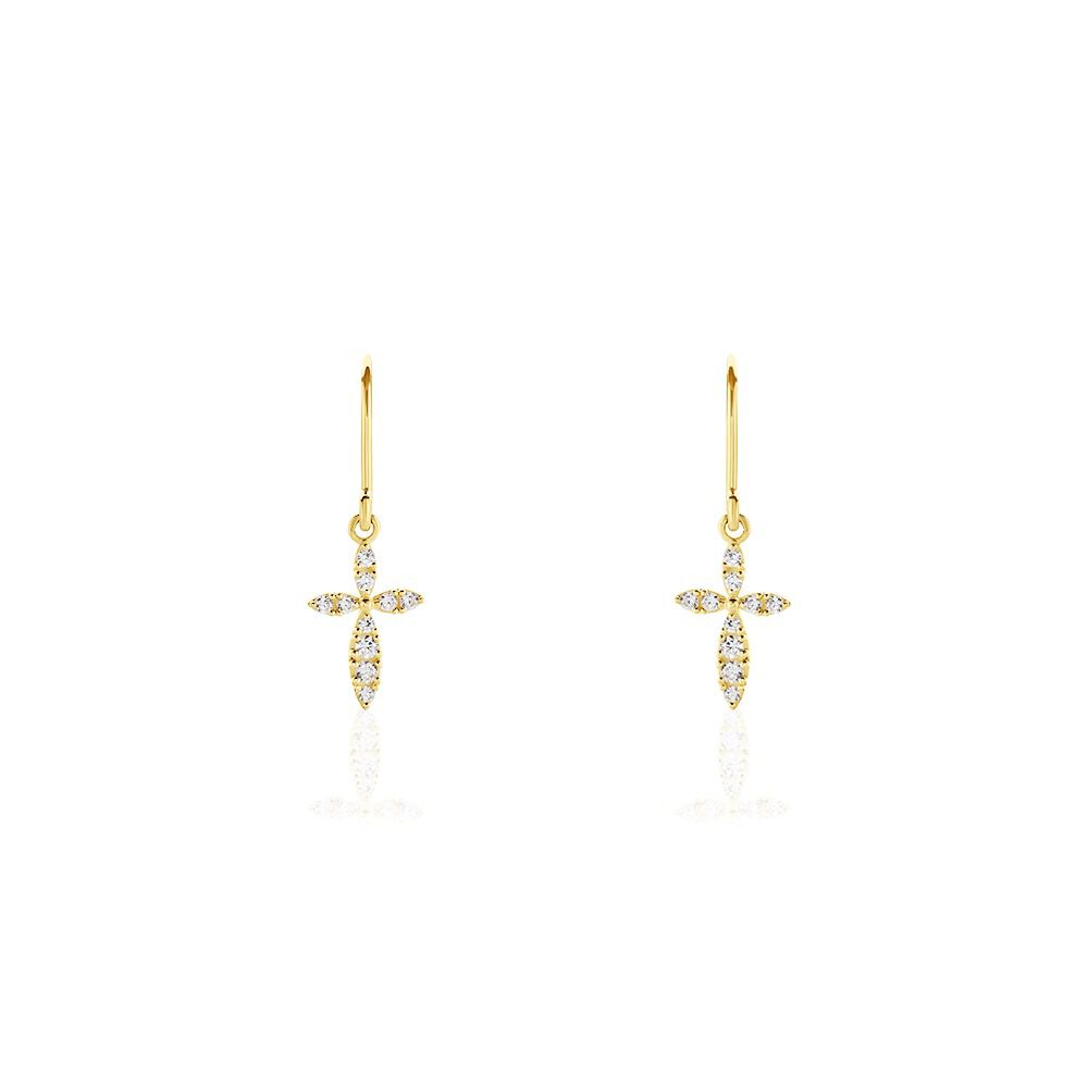 Boucles D'oreilles Pendantes Chastity Or Jaune Oxyde De Zirconium - Pendantes Femme | Marc Orian