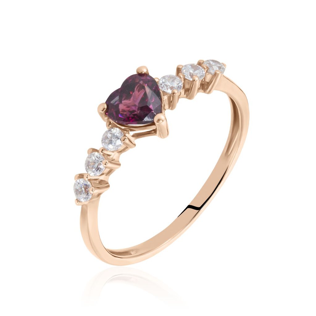 Bague Solitaire Accompagné Or Rose Samanta Rhodolite - Bagues avec pierre Femme | Marc Orian