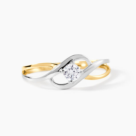 Bague Croise Or Bicolore Oxyde De Zirconium - Solitaires Femme | Marc Orian