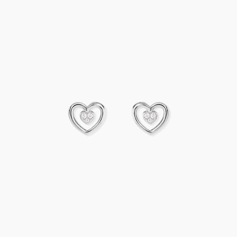 Boucles D'Oreilles Puces Kazuki Argent Blanc Oxyde De Zirconium - Puces Femme | Marc Orian