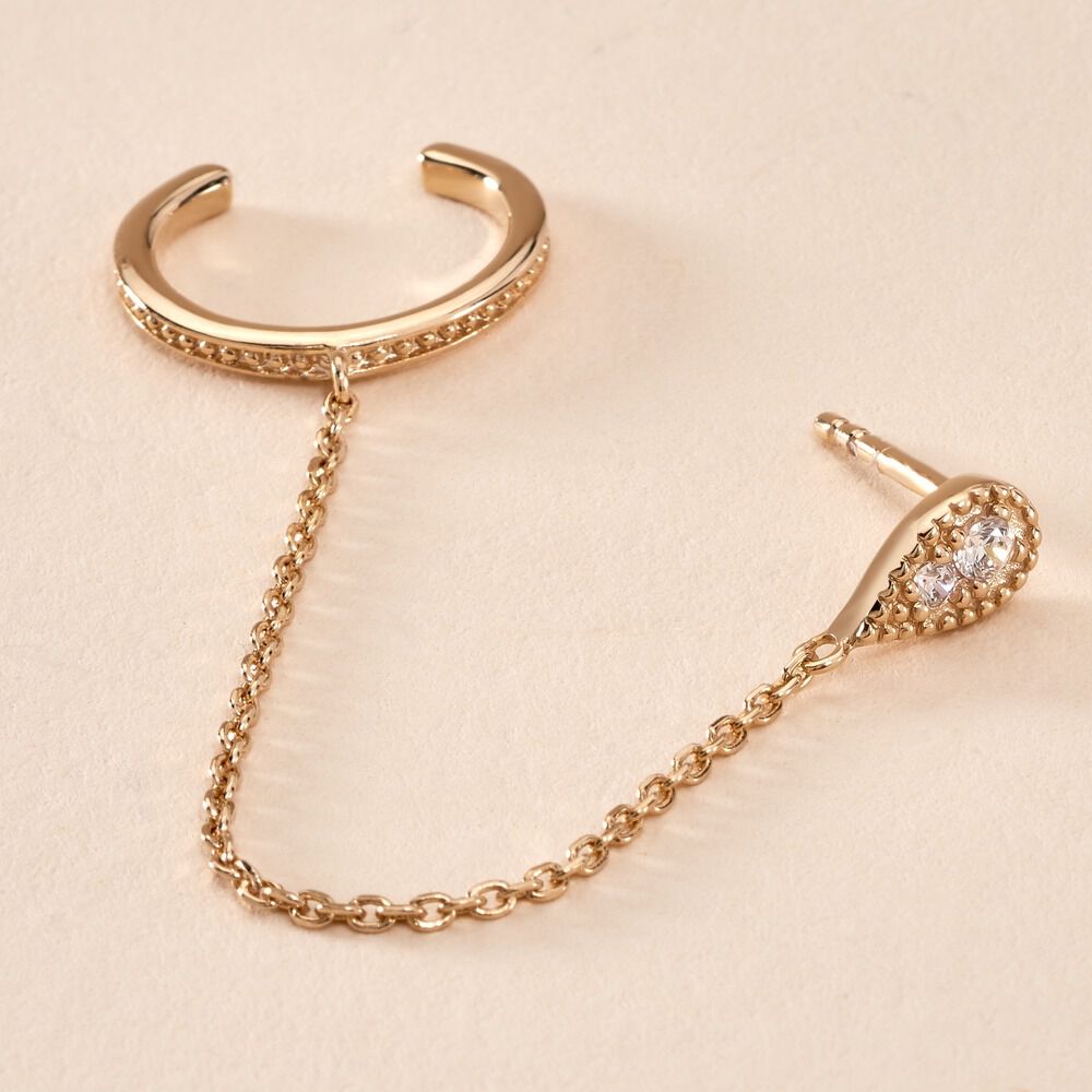 Bijou D'oreille Unitaire Karolina Plaqu&eacute; Or Jaune Oxyde De Zirconium - Piercings d'oreilles Femme | Marc Orian